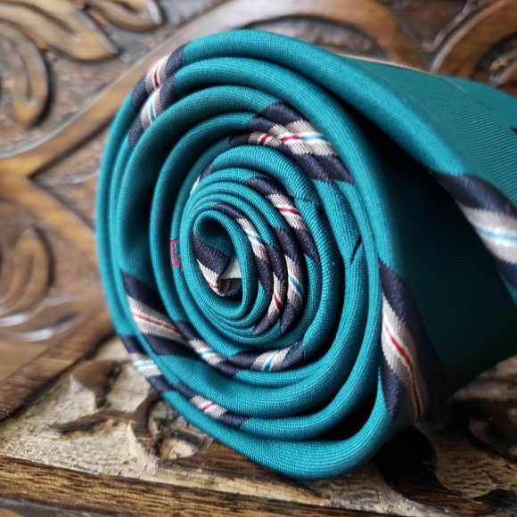 ⭐DIOR | Vintage Green Logo Striped Tie Spring Wedding Easter Graduation Party - Picture 13 of 16